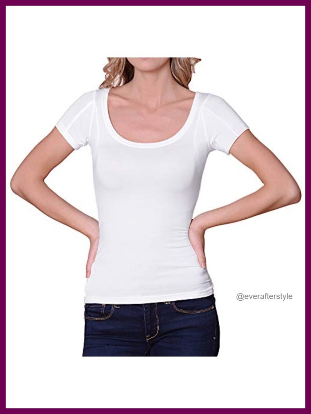 Sweatproof Undershirt for Women Scoop Neck Short Sleeve Micromodal Armpit Sweat